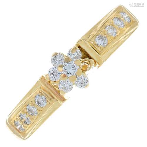 An 18ct gold diamond floral cluster ring.