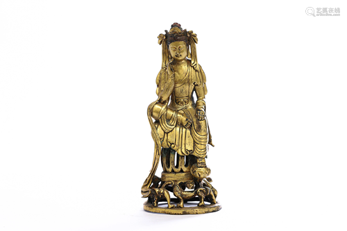 Cooper Gilding Statue of Bodhisattva Manjusri