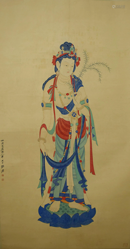 Guanyin Vertical Scroll on Paper from Zhang Daqian