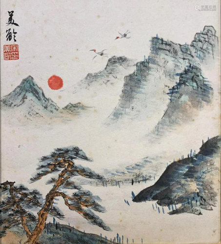 Landscape Painting on Paper from Song Meiling
