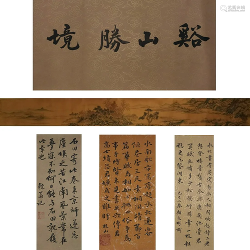 Landscape Painting Hand Scroll on Paper from Shenzhou