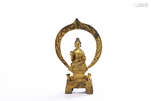 Cooper Gilding Statue of Amitabha Buddha