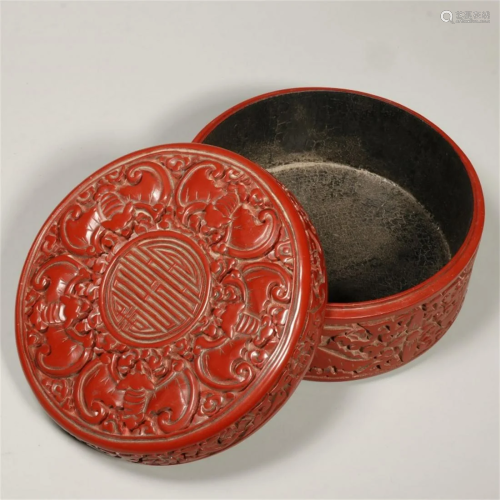 Carved Lacquerware Wufupengshou Box