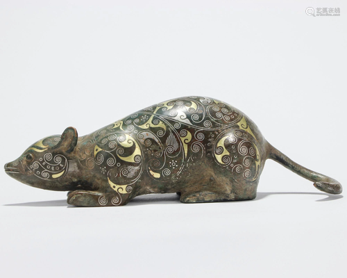 Cooper Mouse-shaped Ornament with Gold and Silver