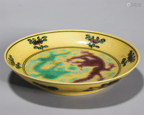 Yellow-ground Susancai Dragon Plate