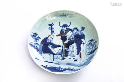 Blue and White Figures Plate