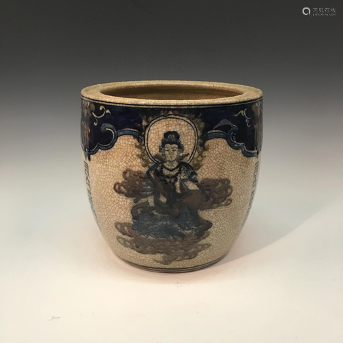 Chinese Blue-White Porcelain 'Buddhahood' Brush Washer,