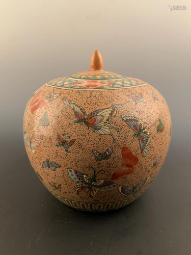 Chinese Famille Rose Butterfly Jar