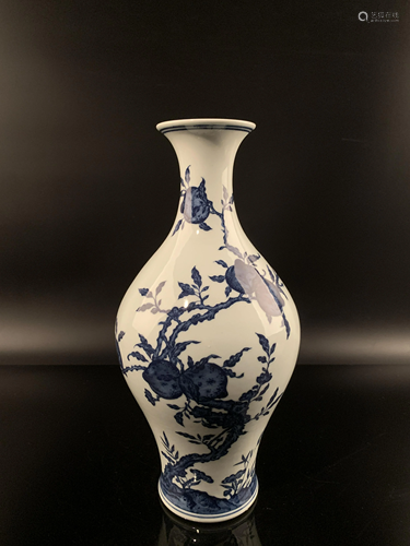 Chinese Blue and White Peach Vase