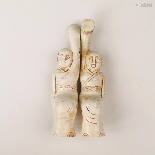 Chinese Archaic Jade 'Dancing Lady' Statue Pair