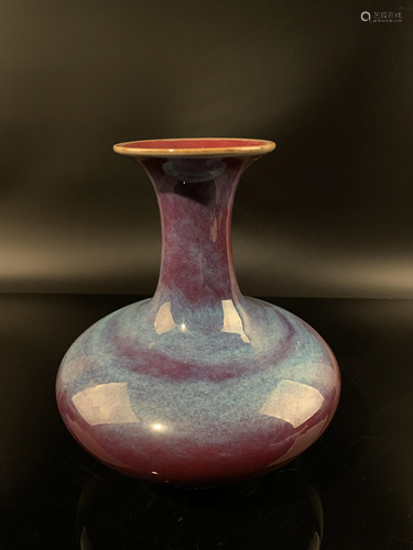 Chinese Flambe Glazed Porcelain Vase