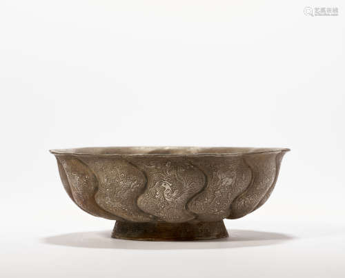 SILVER FLOWER AND BIRD BOWL, TANG DYNASTY