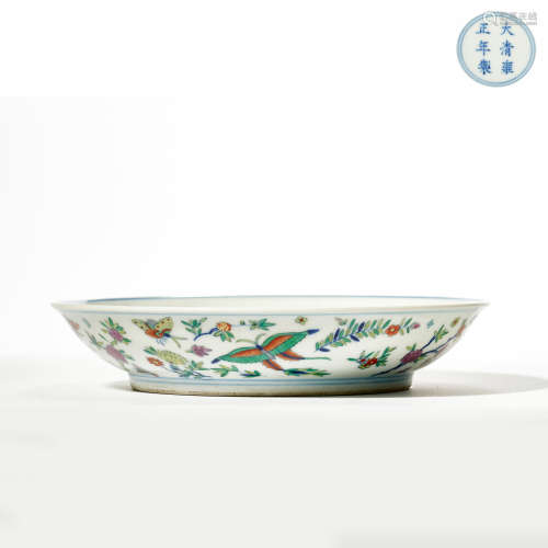 QING DYNASTY FIGHTING COLORFUL BUTTERFLY PLATE