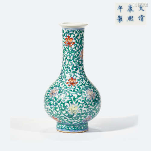 QING DYNASTY BUCKET COLOR PATTERN WRAPPED BOTTLE