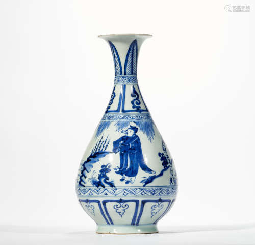 YUAN DYNASTY BLUE AND WHITE FIGURES VASE