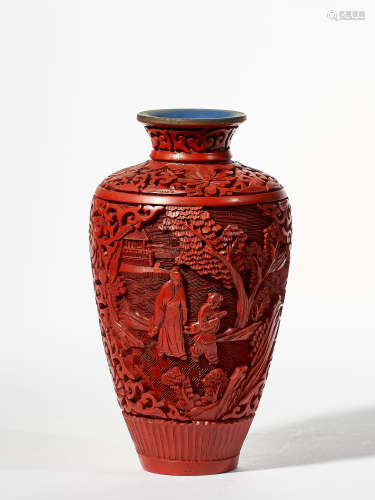 QING DYNASTY PURE RED FIGURE BOTTLE