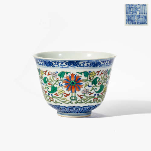 QING DYNASTY BLUE AND WHITE BUCKET COLOR CHINESE BOWL