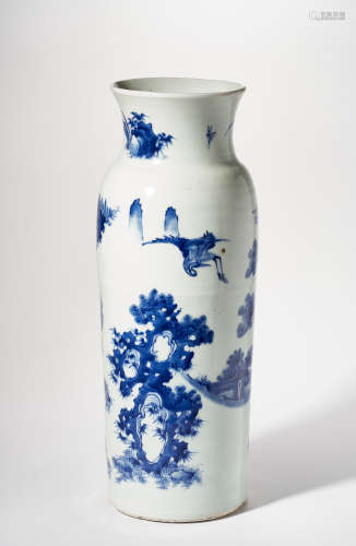 MING DYNASTY BLUE AND WHITE FLOWERS AND BIRDS BOTTLE