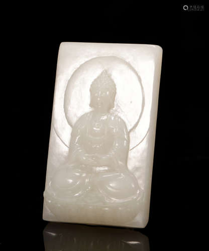 Hetian Jade Buddha plate from qing Dynasty