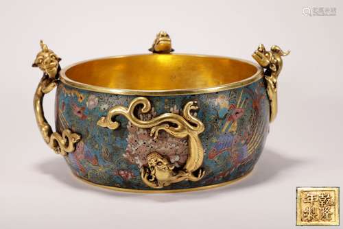 Qianlong year cloisonne dragon pattern ware