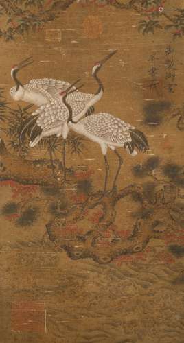 Song Dynasty crane silk scroll by Emperor Huizong