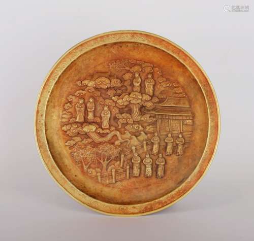 Qing Dynasty pure gold figure plate