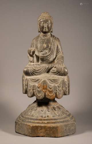 Tang Dynasty Qingshi stone Buddha