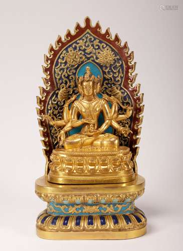 Qianlong-year Blue enameling gem-inlaid gild Buddha