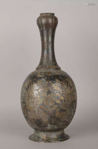 Tang Dynasty silver gilt phoenix grain garlic bottle