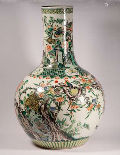 Qing Dynasty Flowers and birds Ball-shaped Vase