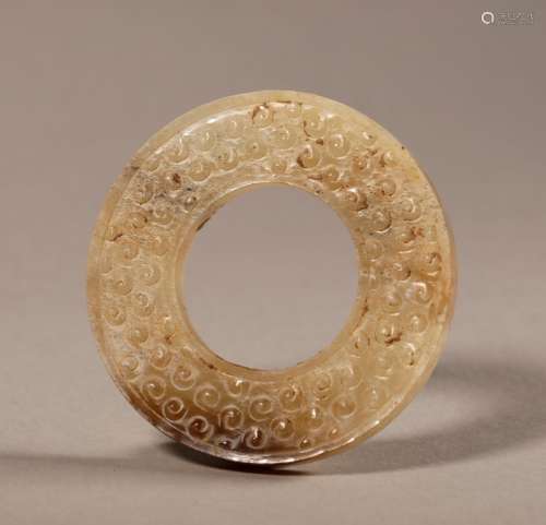 Han Dynasty tadpole grain jade circular pendant