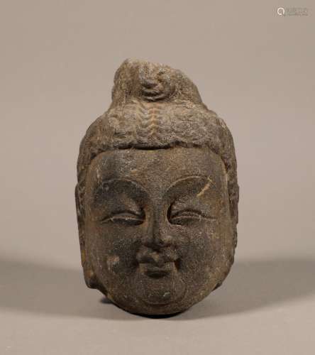Tang Dynasty Qingshi stone Buddha head
