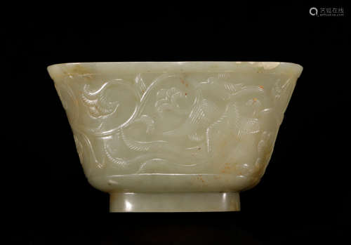 Liao Dynasty Hetian jade double phoenix cup