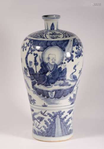 Ming dynasty blue-and-white figure pattern Mei Ping