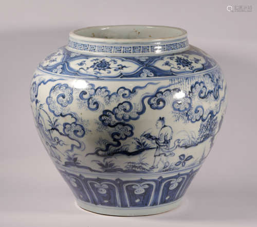 Ming Dynasty blue-and-white gao Shi large pot