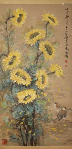 Wang Xuetao sunflower scroll