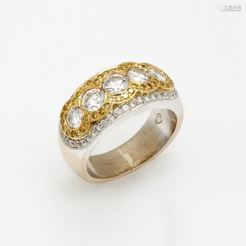 18k Diamond / Yellow Diamond Contemporary Ring