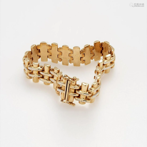 Basket Weave Link Bracelet, 14k