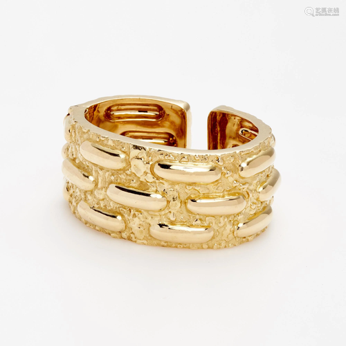 David Webb Textured Cuff Bracelet In 18k Yellow Gold