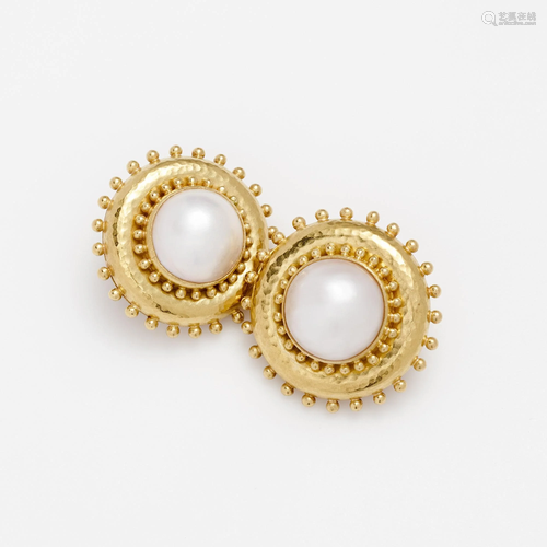 Elizabeth Locke Mabe Pearl 18k Earrings