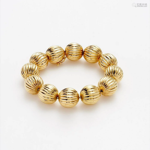 Tiffany & Co. 18k Fluted Gold Bead Bracelet