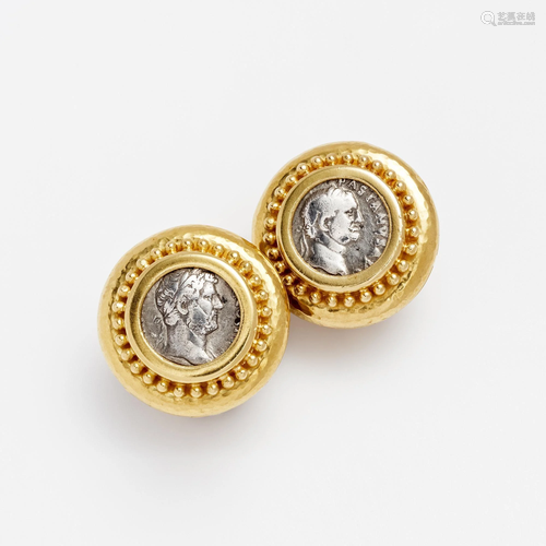 Elizabeth Locke Ancient Coin 18k Earrings