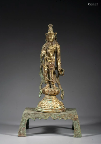 A Chinese Gilt-Bronze Figure of A Bodhisattva,Sui