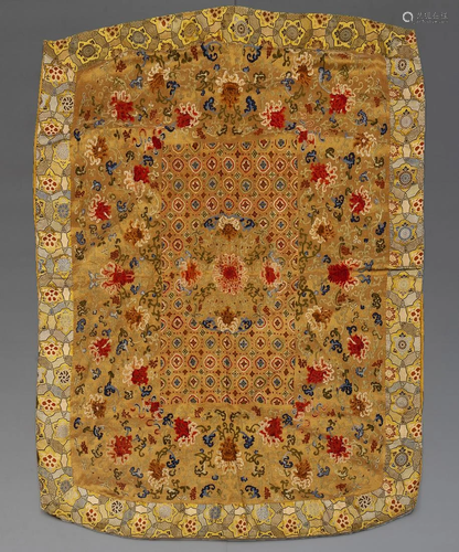 A Chinese NA Yarn Embroidery Cushionï¼Œ Qianlong Period