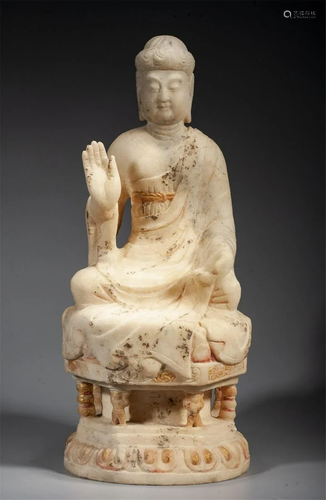 A Chinese Marble Figure Of Sakyamuni,Tang Dynasty