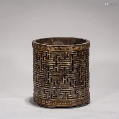 A Chinese Agilawood Carved Brushpot , Qing Dynasty