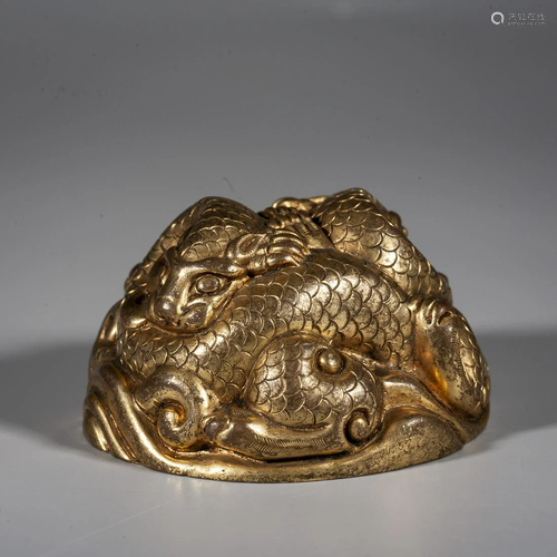 A Chinese Gilt-Bronze Paper Weight ,Qing Dynasty