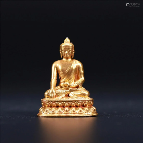 A Chinese Gilt Copper Figure Of Shakyamuni Buddha Khasa