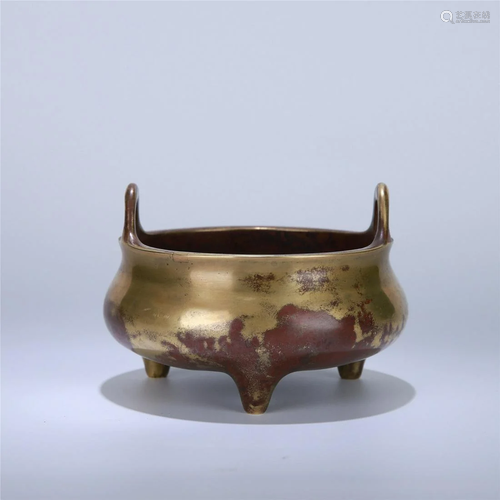 A Chinese Bronze Tripod Censer , Qing Dynasty