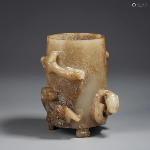 A Chinese Jade Beast Cup, Han Dynasty